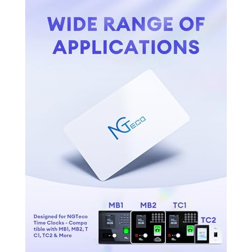 NGTeco Smart Time Card PVC Employee ID Card MB1, MB2, TC1, TC2, TC7 Time Clocks, Waterproof & Durable, 10 PCS