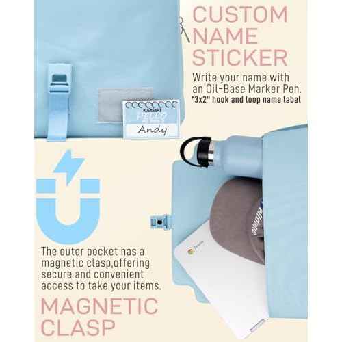 3 Ring Zipper Binder Bag with Handle and Shoulder Strap, 3-Inch D-Ring, Large Laptop Pocket, 5-Tab Expanding File Folder, School Supply Kit (Minor Blue)