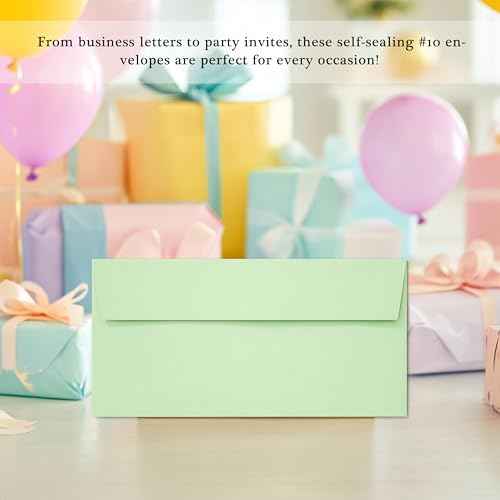 50 Pack Business Envelopes #10, 4.13 x 9.49 Inches Colored Envelopes Self Seal for Business, Invoices, Letter Mailing, Office Checks
