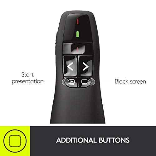 Logitech Wireless Presenter R400, PowerPoint Clicker with Laser Pointer, Wireless Presentation Clicker Remote