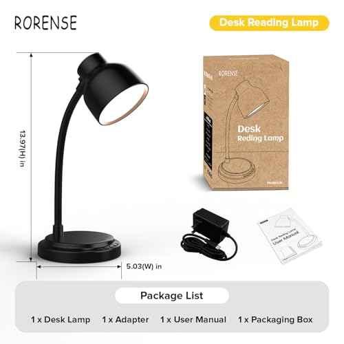 LED Desk Lamp for Office Home,Table lamp,Desk Lamp for College Dorm Room,4 Brightness,Dimmable Table Lamp Eye Caring Reading Light(Black)