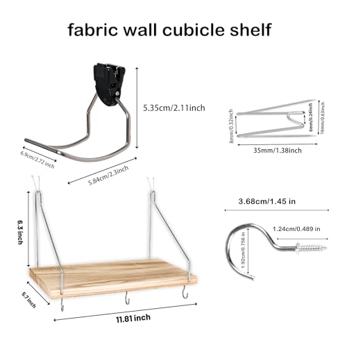 KjsEphitelian Silver 3-Pack Fabric Wall Cubicle Shelf with Headphone Hook Office Organizer