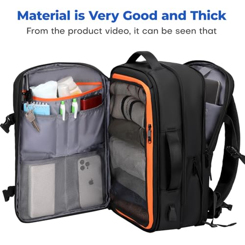 Carry On Travel Backpack for Airplanes | 35L Suitcase Backpack Luggage Business Weekender Bag - Expandable Travel Carry On Flight Approved for Men Women - Black