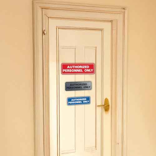 Standard AUTHORIZED PERSONNEL ONLY Wall or Door Sign - Secure Access Control - Easy Installation - Silver - Medium (5 Pack)