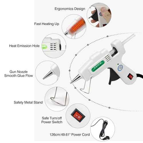 Mini Hot Glue Gun Kit with 30 Glue Sticks - Fast Preheating Hot Melt Gun, High Temp for School Crafts DIY Arts and Quick Home Repairs(White)