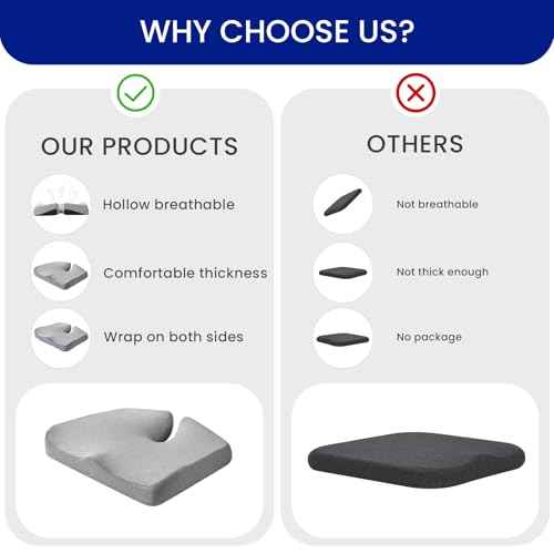 Extra Large Memory Seat Cushion,Multifunctional for Office or Driving Use,Back and Tailbone Relief,for Car, Travel, Office, Wheelchair(21.5 * 17.7 * 4 inches)