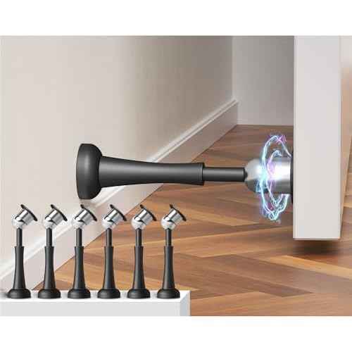 6PCS Magnetic Door Stop Aluminum Door Stoppers for Wall, Magnetic Door Catch with Adhesive Stick & Screws, Door Holder to Keep Door Open