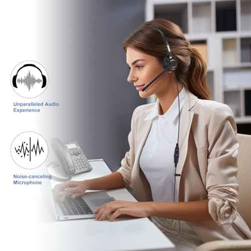 Arama Corded Telephone Headset Mono w/Noise Canceling Mic Compatible with ShoreTel Plantronics Polycom Zultys Toshiba NEC Aspire Dterm Nortel Norstar Meridian Packet8 Landline Deskphones(A800S2)