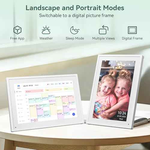 10.1 Inch WiFi Digital Calendar, Smart Touchscreen Interactive Display for Family Schedules Chore Chart, Meal Planner, To Do List, Smart Sync Switchable Digital Photo Frame Desk-Standing