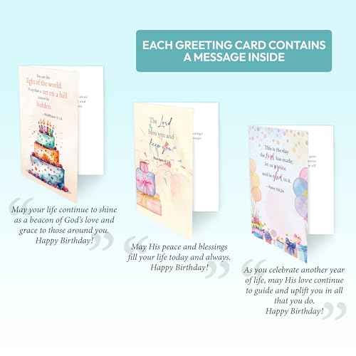 30 Pack Religious Birthday Cards with Envelopes and Stickers ? 4 x 6 in, Inspirational Christian Birthday Cards Bulk Boxed Set with Bible Verses and Greetings Inside for Women, Men, Kids