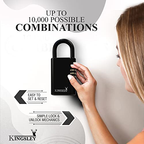 Kingsley Guard-a-Key Large Portable Black Lockbox with Combination for Keys
