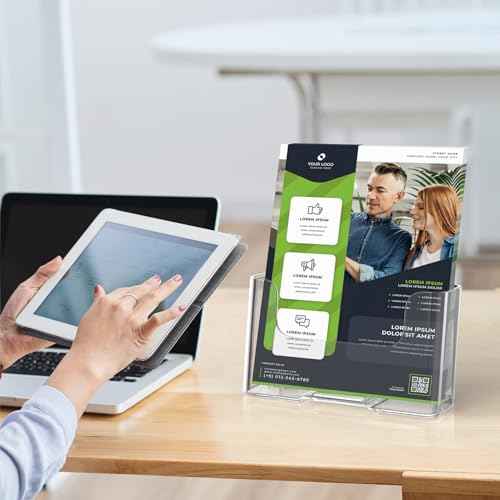 MaxGear Acrylic Brochure Holder 6 x 8 inch, Display Stand Plastic Clear Flyer Holders for 5.5 x 8.5 inch, 5 x 7 inch Menu, Literature, Trifold Pamphlet, Magazine, Countertop or Wall Mount, 6 Pack