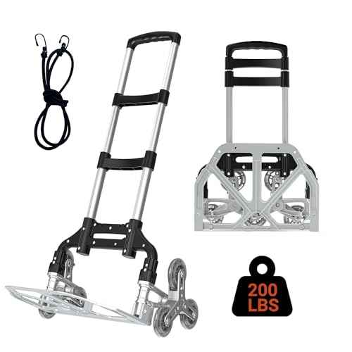 200LB Stair Climbing Cart, Folding Hand Truck Dolly, Grocery Shopping Cart with Mute Wheels, Aluminum Hand Truck for Luggage, Travel, Shopping