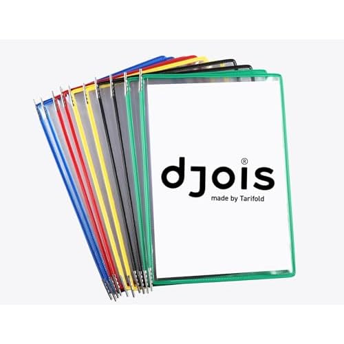 Tarifold DJOIS Pivoting Pockets for Wall or Desk Systems - Durable Anti-Glare Material - Letter-Size - 10 Pockets - 20 Sheet Capacity - Wire-Reinforced - Made in France - Assorted Colors
