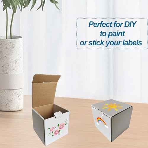 ROTCH 4x4x4'' Small Shipping Box, 50 Pack, Sturdy Corrugated Cardboard Mailer, White (M444-E-W)