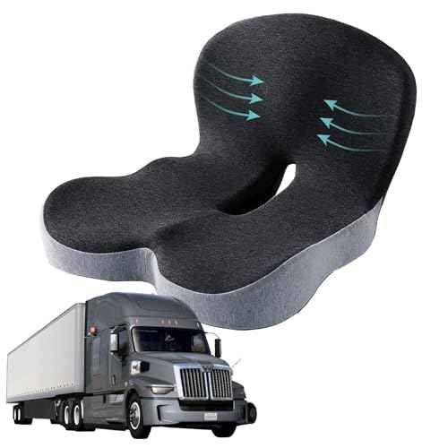 Memory Foam Seat Cushion for Truck Drivers, Office Chairs Ergonomic Seat Cushion for Back, Tailbone Sciatica Pain Relief, Pressure Relief Pad for Long Sitting, Car Seat Desk Chair Use (Gray)