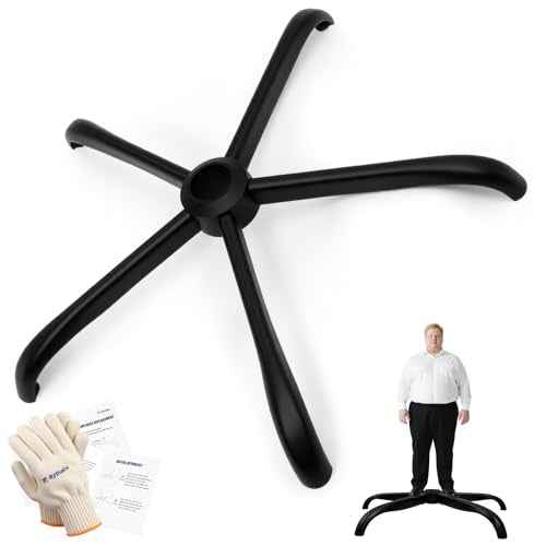 28" Heavy Duty Office Chair Base Replacement Parts for Most Office/Desk Chair - 2400 Lbs Capacity Matte Black Metal Chair Legs with Universal Casters Sockets