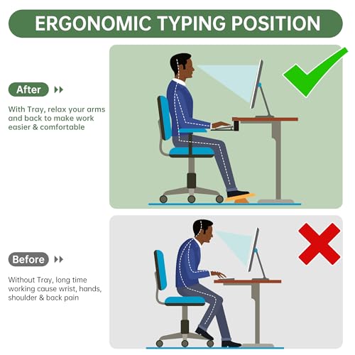 Large Keyboard Tray Under Desk - Slide Out with Sturdy C-Clip Mount System, 27 (31.2 Including Clamps) X 11.81 Put-Out Keyboard Tray Computer Drawer for Ergonomic Typing, Black