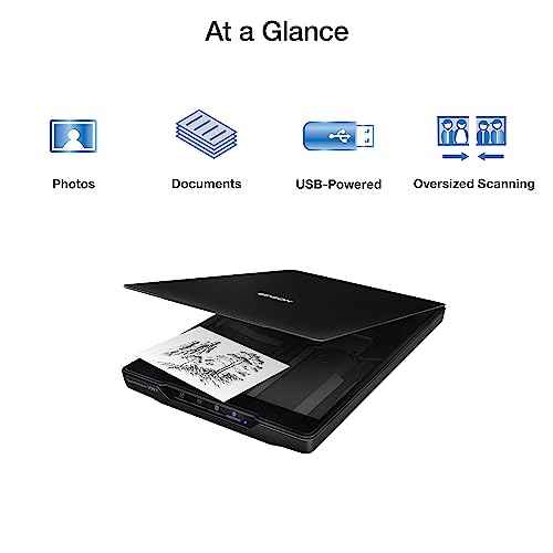Epson - Perfection V39 II - Color Photo and Document Flatbed Scanner - 4800 dpi Optical Resolution - High-Rise, Removable Lid - Scan to Cloud - USB Power - Image Scanning - Black