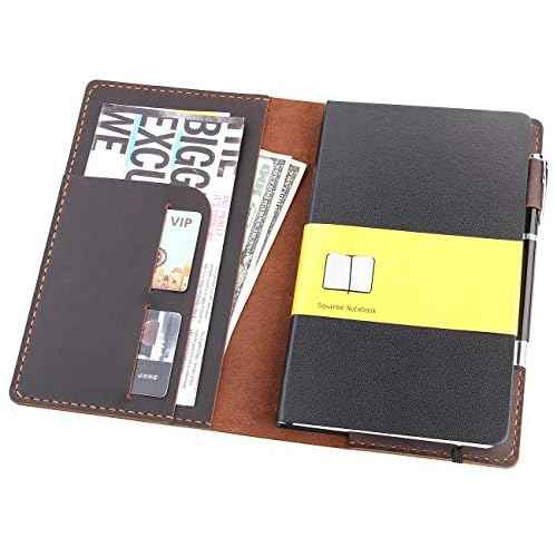 Robrasim Leather Journal Cover Fits for Moleskine Large Hard Cover Notebook, Handmade Vintage Leather Cover for 5"x8.25" Hardcover Notebooks - Coffee