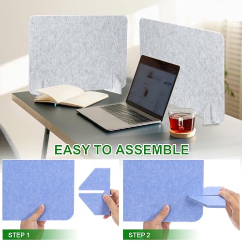 PATIKIL Desk Divider, 4 Set 24 x 16 Inch Acoustic Freestanding Desk Divider Desk Privacy Panel with 8 Pcs Support Feet for Library Office Workstation,Light Grey