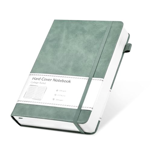 Leather A5 Green Journal Notebook with Pen Loop & Pockets - Women's Men’s Diary