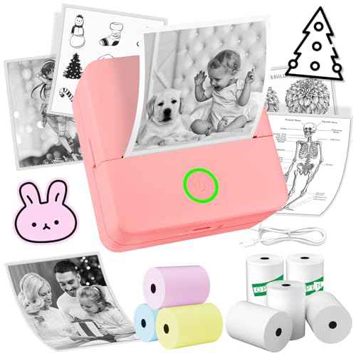 8 Rolls Mini Sticker Printer Portable Label Photo Maker Pocket Machine with 800Pcs Stickers Inkless Thermal Bluetooth Stickers Printer for Study Gift Photos DIY Creation List Work