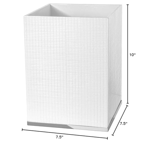 Creative Scents Estella Waste Basket for Bathroom 1.98 Gal / 7.5L - Small White Bathroom Trash Can - Decorative Small Garbage Can - Durable Space Friendly Wastebasket