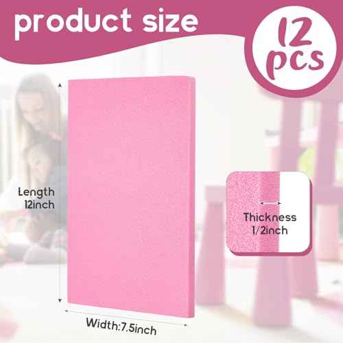 Frienda 12 Pcs Foam Board Bulk 12" x 7.5" x 1/2" Xps Foam Sheet Panel for DIY Crafts Sculpture Modeling Floral Arrangements School Home Office Art(Pink)