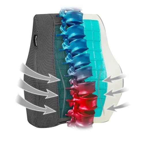 Mind Reader Lumbar Support Cushion for Office Chair and Car Seat, Memory Foam and Cooling Gel Core, Air-Cloud Technology, 15.5" L x 3.75" W x 14.25" H, Black