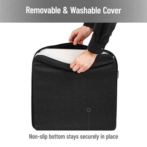 Mind Reader Air-Cloud Seat Cushion, Ergonomic Support for Posture, Pressure Relief, and Pain Reduction, Portable with Washable Cover, Memory Foam, Black