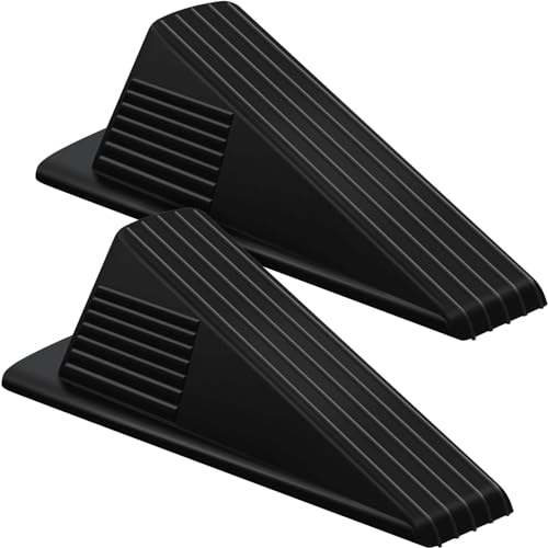 Frienda 2 Pack Heavy Duty Rubber Jumbo Door Stops - Black, 6.7 Inch