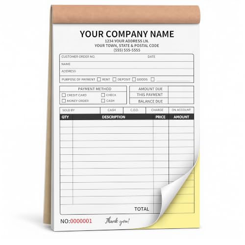 Custom Carbonless Receipt Book with Logo — 2-Part Invoices for Small Business