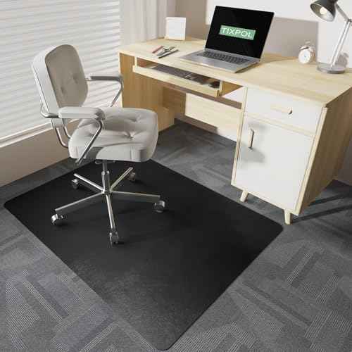 Chair Mat for Carpet, 36" x 48" Office Chair Mat for Carpeted Floors, Non-Slip Carpet Protector Floor Mat with Grips, Plastic Heavy-Duty Rolling Desk Mat for Home Office and Gaming (Black)