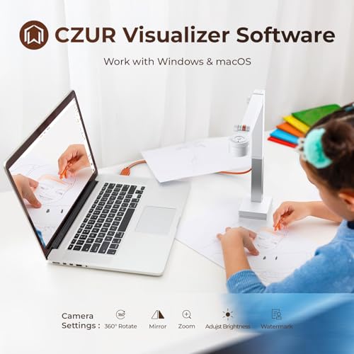 CZUR Fancy S Pro USB Document Camera White 12MP for Teachers & Presentations