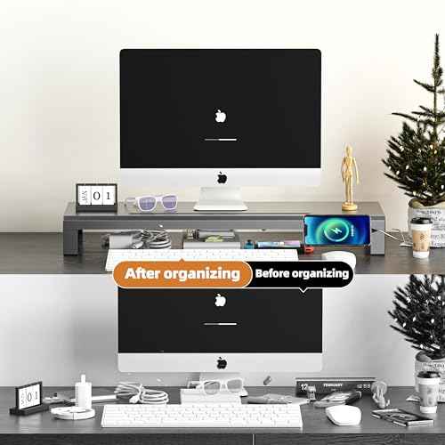 Computer monitor stand Laptop Desk Shelf & Monitor Riser £¬27.55 inches long desk riser Monitors/PC/Laptop/Computer Space Saver Organizer (Basic Version, 700mm)