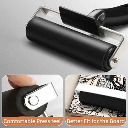 Brayer Roller Printmaking Rubber Press Roller 4 Inch Diamond Painting Roller for Craft Projects Ink and Stamping Tools Make Cards Painting