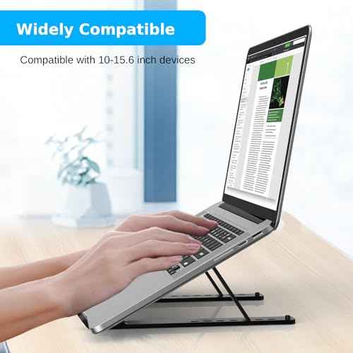 Adjustable Laptop Stand, Portable Laptop Riser for Desk, ABS+Silicone Foldable Ventilated Cooling Notebook Holder Stand for 10-15.6¡± Laptops,Tablets