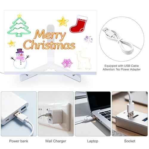 LED Note Board with Colors, Message Light up Drawing Board for Kids with 7 Colors Pens and Stand Drawing Board, Acrylic Dry Erase Board with Light for Halloween Birthday Christmas (5.9 ¡¿ 5.9")