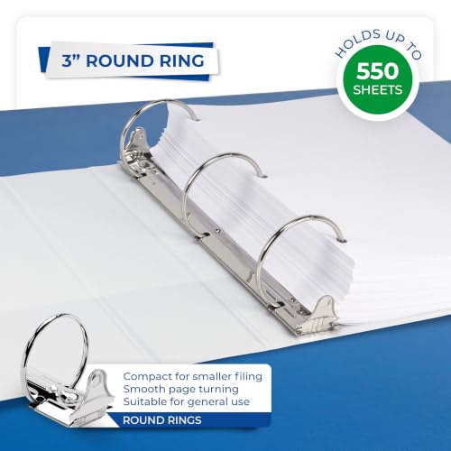 Samsill 3-Inch White 3-Ring Binders 4-Pack - Clear View Cover, 550 Sheet Capacity