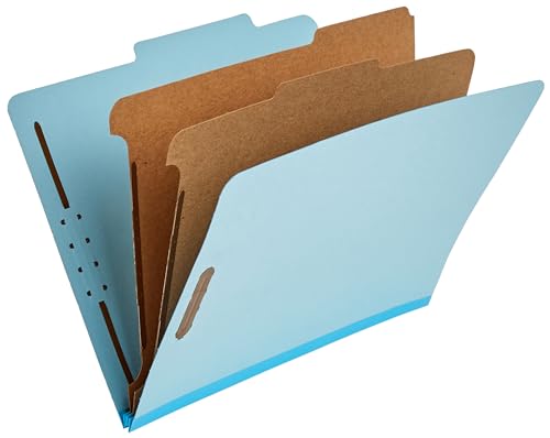 Amazon Basics Letter Size Classification Folder with 2 Dividers Light Blue 12.17x10.39 In - 10 Pack