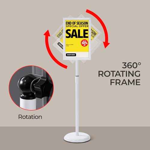 sign holder stand, floor standing sign poster stand for display, heavy duty pedestal signage stand for diplay menu advertising (White, 8.5¡¿11)