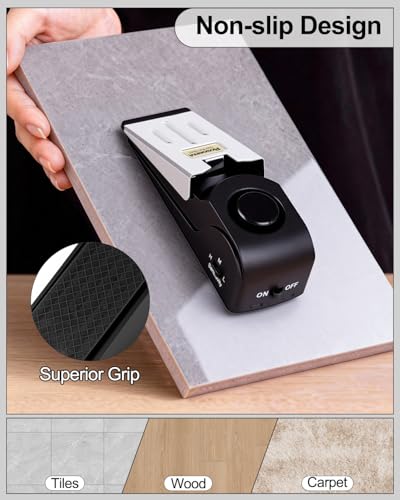 Rosoenvi 2 Pack Door Stop Alarm with 120dB Siren - Black, Portable Door Stopper Security Sensor