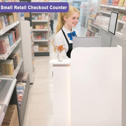 BFECGDXT Reception Desk with Counter, L-Shaped Left Corner, White - 31.5 x 17.7 x 39.4 in