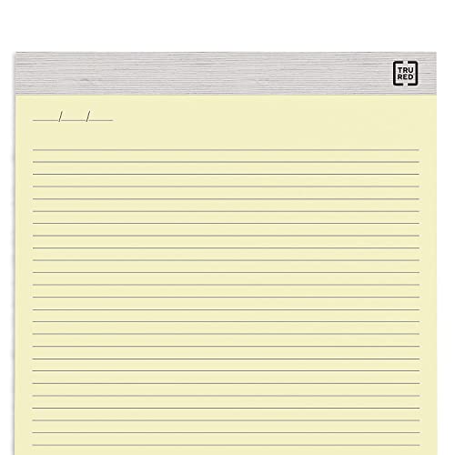 TRU RED Staples Notepads, 8.5-inch x 11.75-inch, Narrow Ruled, Canary, 50 Sheets/Pad, 12 Pads/Pack (TR57383)