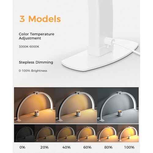 Half Moon Light for Nail Desk, 30In Large Foldable Nail Lamp for Desk with Phone Holder/Carrying Bag Professional Stable Moonlight 10 Brightness 3 Color Modes for Salon/Beauty/Eyelashes/Tattoos/Crafts