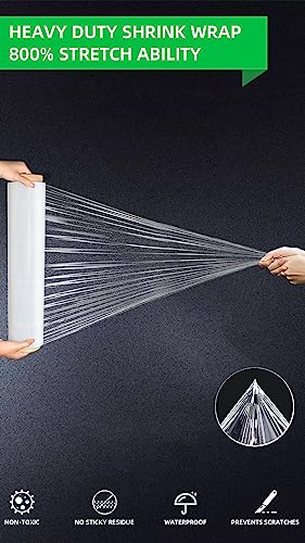 YXX-TECH Heavy Duty Shrink Wrap Rolls 18in x 1500ft - 4 Pack, Clear Industrial Pallet Wrap