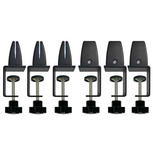 Sneeze Guard Support Clips for 1/8" to 0.51" Thick Panel, Adjustable Desk Divider Clips, Aluminum Desk Partition Clamp, Acrylic Plexiglass Partition Clips Black, Desk Privacy Panel Clamps 6 Pack