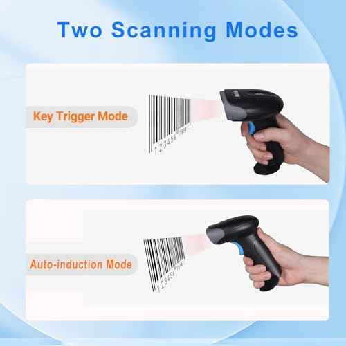 1D 2D QR Barcode Scanner Wireless, Handheld Cordless Bar Codes Reader with 2000mAh Battery for Mobile Payment, Convenience Store, Supermarket, Warehouse Inventory