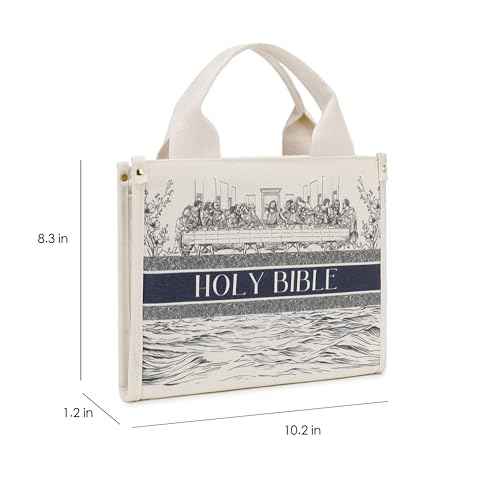 Holy Bible Cover for Women - Canvas Tote Bag Design, Bible Book Carrier Case for Teen Girls, Religious Gift